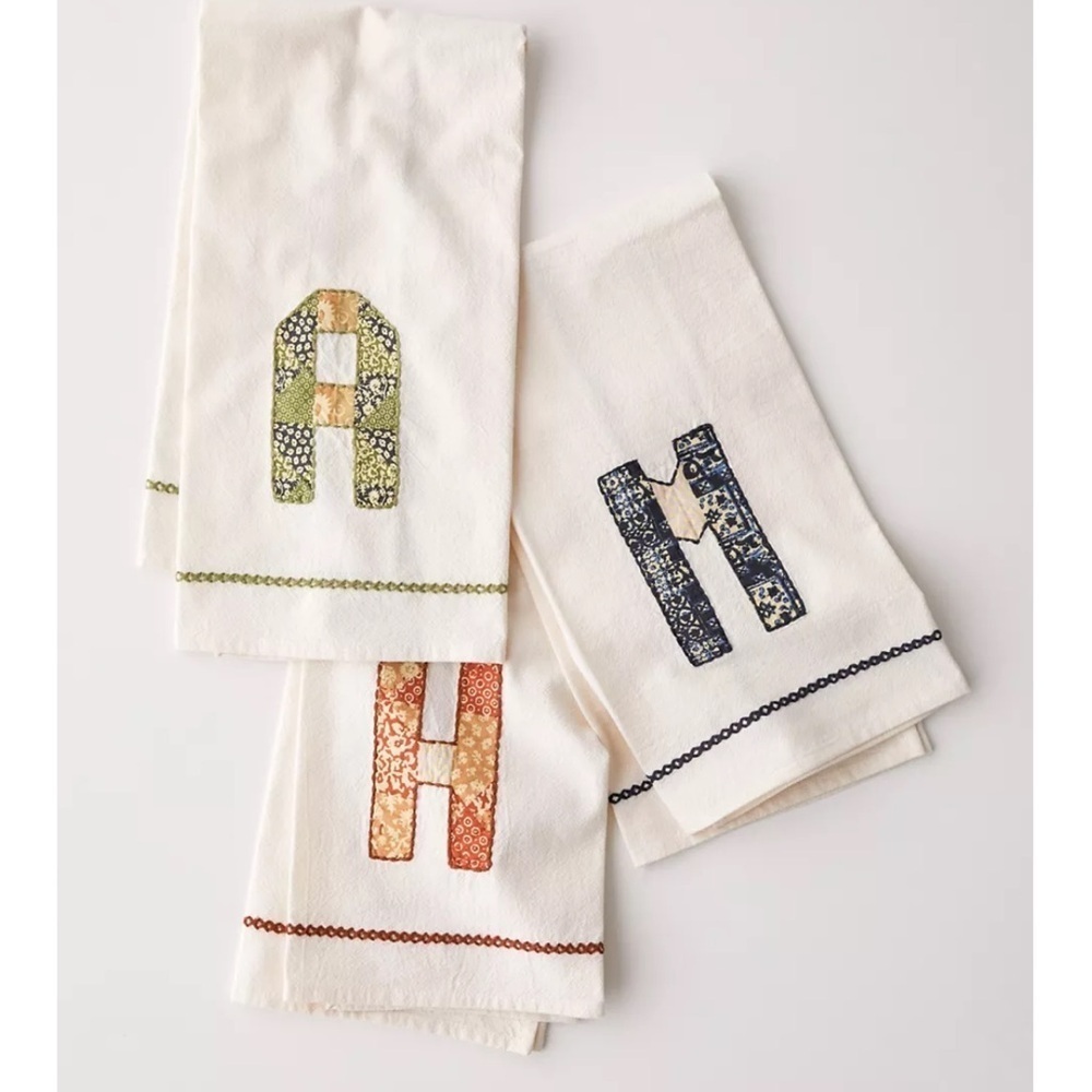 NWT Urban Outfitters Patchwork Monogram ‘N’ Tea Towel